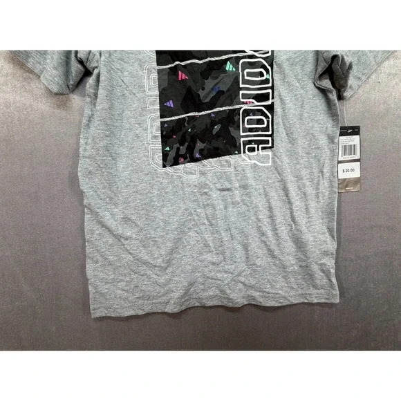 New With Tags Boys Adidas Shirt Gray Black Size Medium 10/12 - Picture 6 of 8